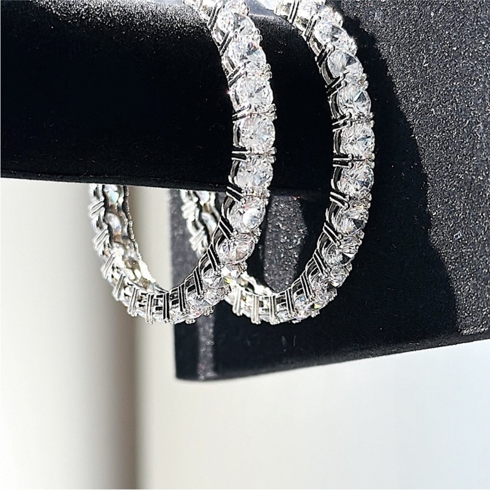 Diamond Hoop Earrings Simulated